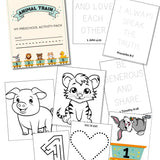 Animal Train & Scripture Activity Pack: Preschool / Homeschool Digital Download