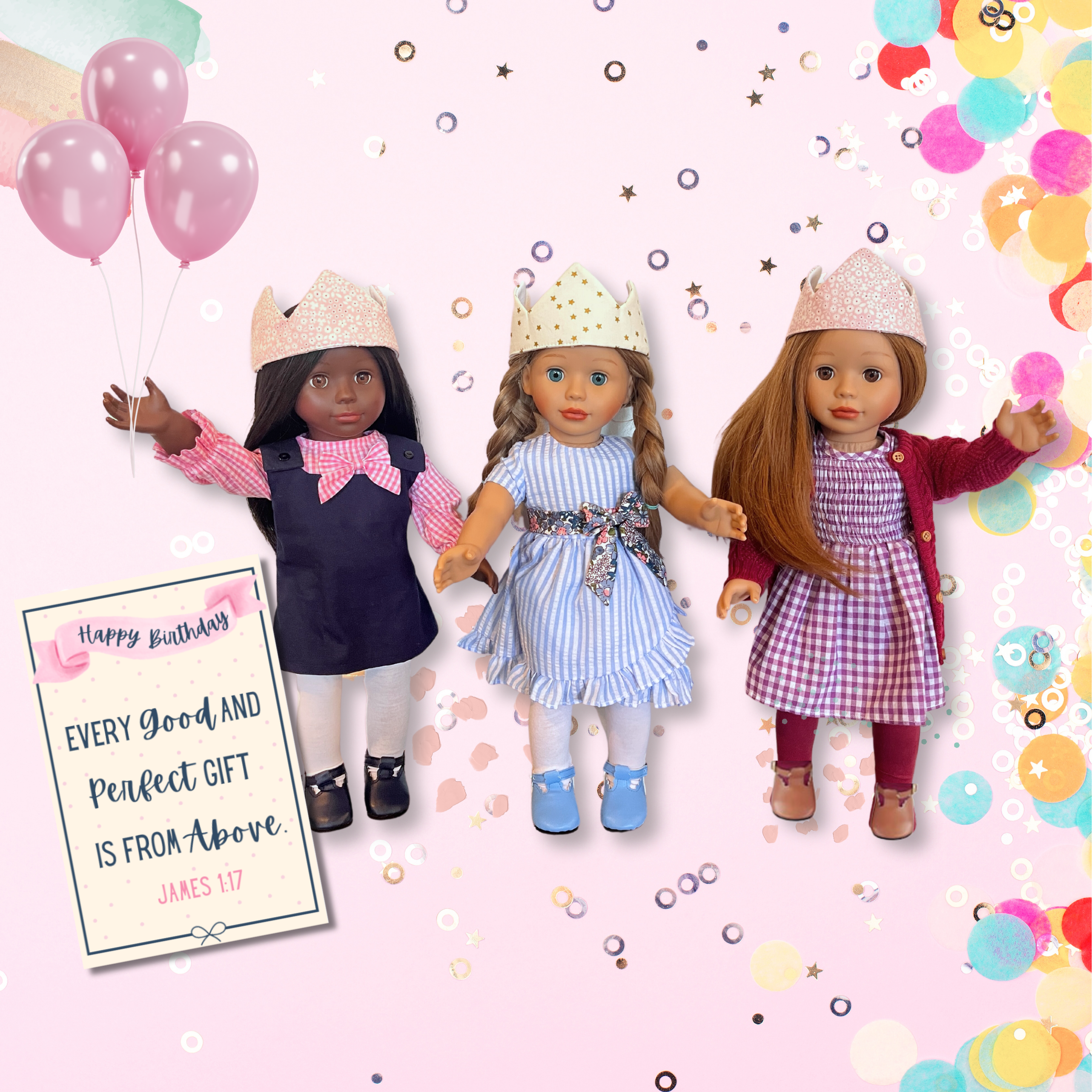 Celebrate her birthday with matching girl & doll crowns.